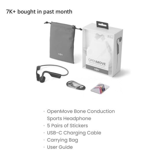 SHOKZ OPENMOVE Wireless Bone Conduction Headphones - Picture 5 of 11